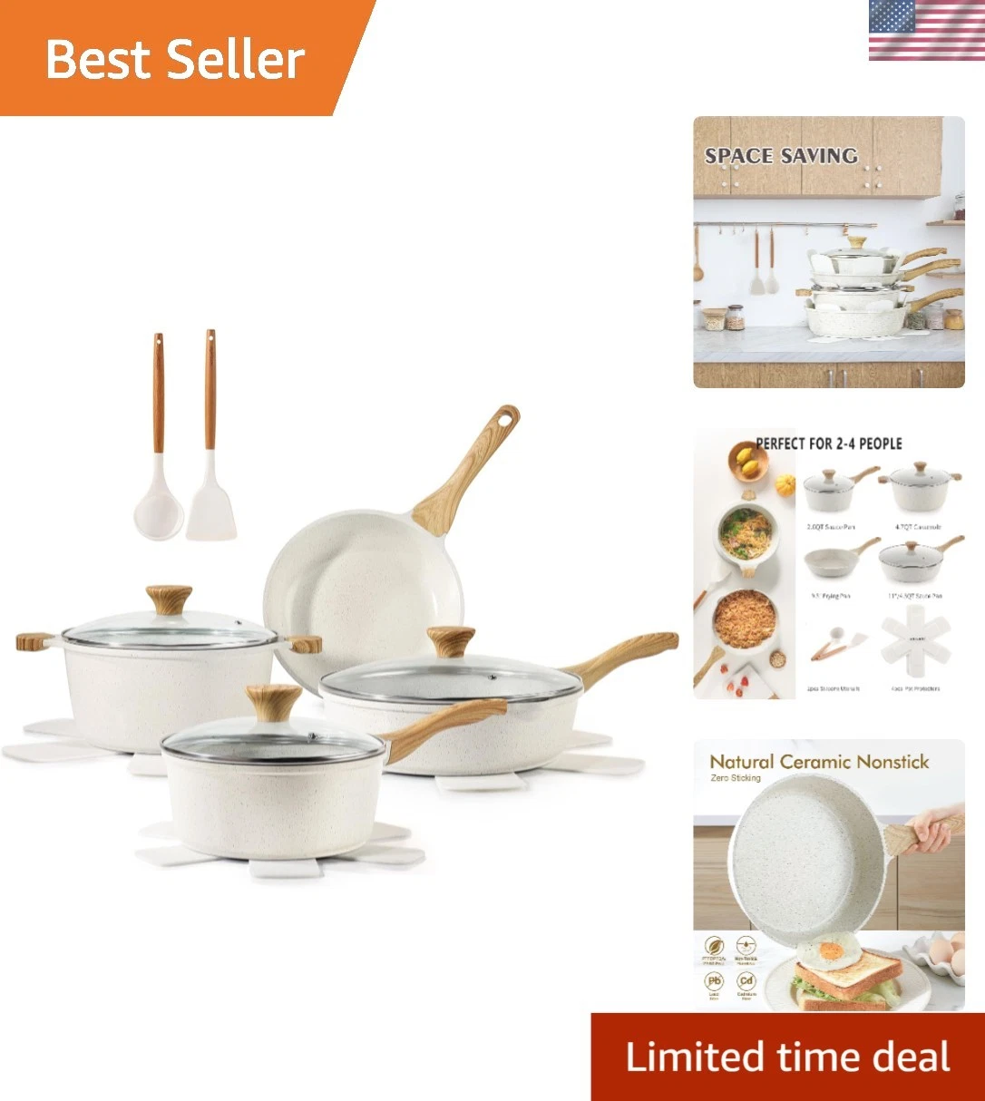 Nonstick Ceramic Cookware Set 13-Piece, Healthy Pots and Pans Set, Non-toxic ...
Opens in a new wind