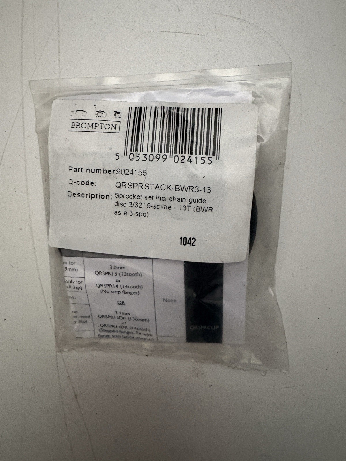 Brompton Sprocket set incl chain guide disc 3/32' 9-spline - 13T