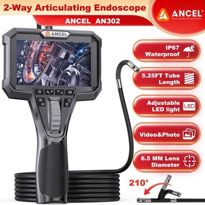ANCEL AN302 Waterproof Endoscope Borescope HD Inspection Snake 4.3''Camera Scope