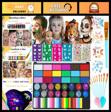 Professional Face Painting Kit for Kids - 42 Colors Non-Toxic Water Activated, I