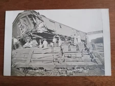 c1910 RPPC, San Jose, IL, Chicago & Alton RR wreck, photo by Rowe's, Delavan
