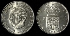SWEDEN Gustaf VI Adolf Silver 1964 U 2 Kronor  UNC KM# 827 (28 713)