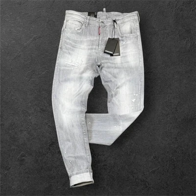 DSQUARED 2 DSQ2 Men's Slim Jean Ripped Grey Men's Stretchy Washed Jeans