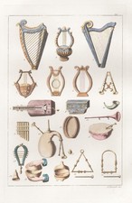 Instruments De Musique Juive Judaica Aquatinta Ferrario 1820
