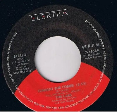 The Cars Tonight She Comes Vinyl Single 7inch NEAR MINT Elektra
