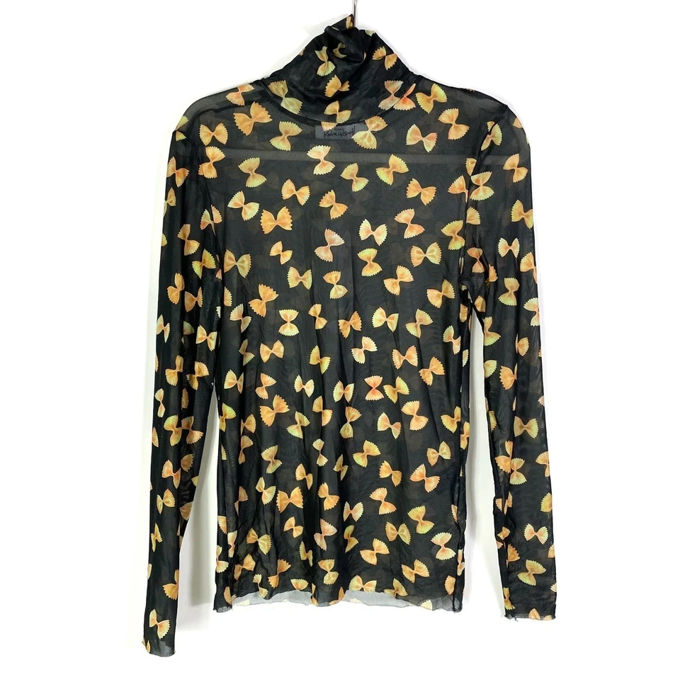 Top Rachel Antonoff Lilian Malla Negra Estampado Farfalle Cuello Alto Manga Larga XS Foto 4 de 4