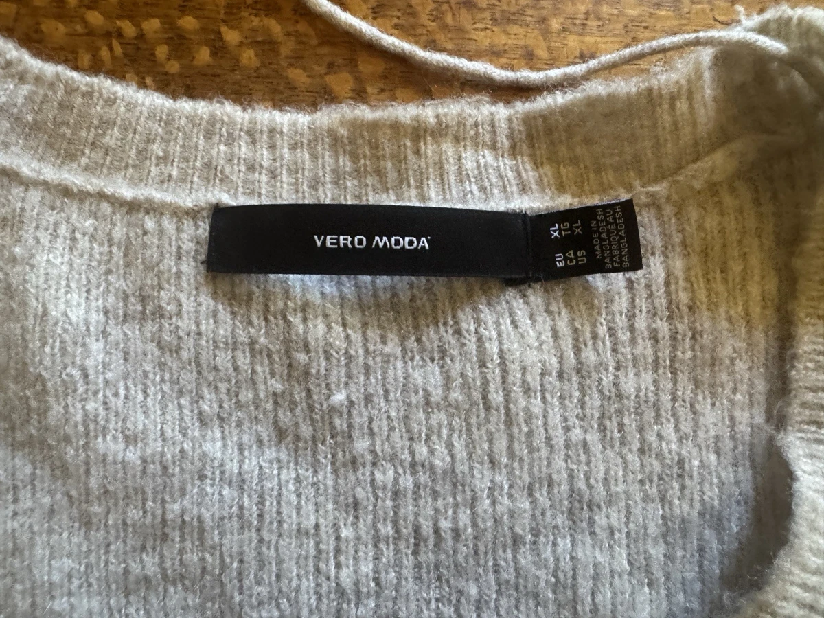 Vero Moda Women Cream Puff Sleeve U Neck Blouse GA XL Pilled