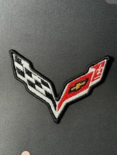 Chevrolet Corvette C7 Logo Machine Embroidered Iron On Sew On Patch 3.7  x2.7  