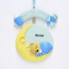 Baby Moon Blue Personalized Christmas Tree Ornament