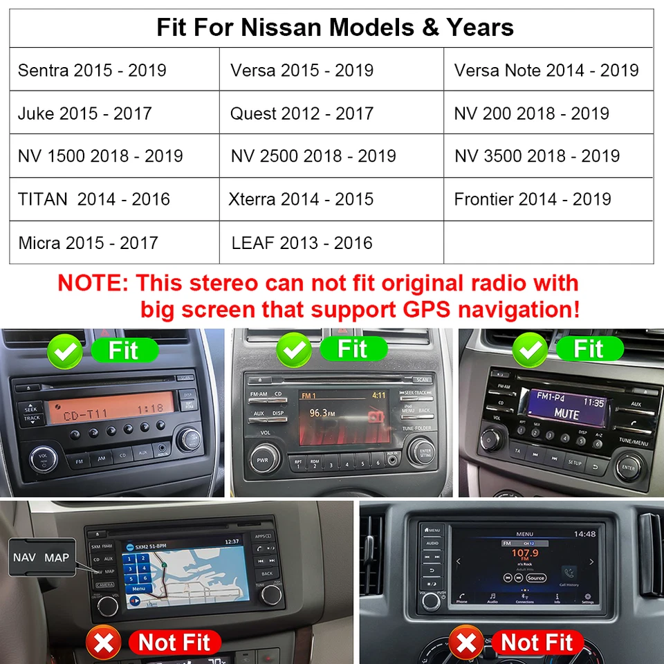 2Din For Nissan NV 200 1500 2500 3500 2018-2019 7" Car CarPlay Stereo Radio MP5  - Image 2 of 4