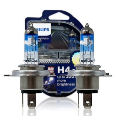 H4 9003 Philips RacingVision GT200 Halogen Headlight Bulbs 12342RGTS2 60/55W 2X