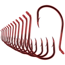 Octopus-Hook-Fishing-Beak-Circle-Hooks-Freshwater-Red-Black-100-50 Pack 1-Red...