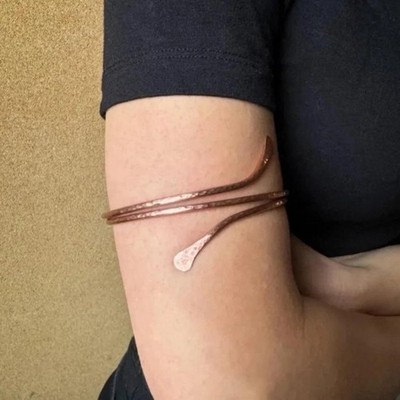 Copper Upper Arm Band, Boho Festival Summer Jewelry, Minimal Arm Cuff Bangle