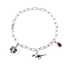 Sterling Silver Medical Charm Bracelet Custom Engraved Jewelry UK Bijou