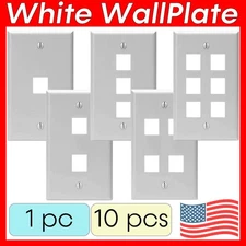 Keystone Wall Plate Single-Gang Keystone Jack Wallplate Snap-In Compatible White