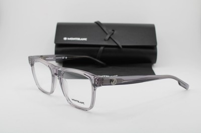 NEW MONT BLANC MB 0203O 002 CLEAR GRAY AUTHENTIC W/CASE EYEGLASSES 52-18