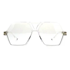 Hexagon Shape Clear Lens Glasses Unisex Oversized Flat Top Fashion Frame