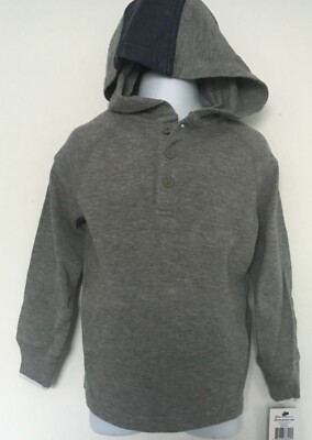 Polo Ralph Lauren Boys Buttoned Hoodie Mesh LS Shirt Heather Grey Size 2/2T  NWT