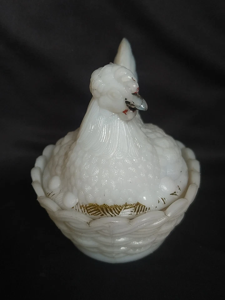 Vintage Blanco Leche Vidrio Gallina En Nido Vallerysthal Butter Dish Collecitble - Imagen 2 de 4