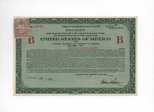 MEKSYK – Mexique - MEKSYK, papier państwowy / paragon na kupony, z 1924 roku !