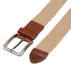 Tommy Bahama Stretch Belt-Leather Trim-Silver Buckle (Khaki , L/XL 36-42) L.Worn