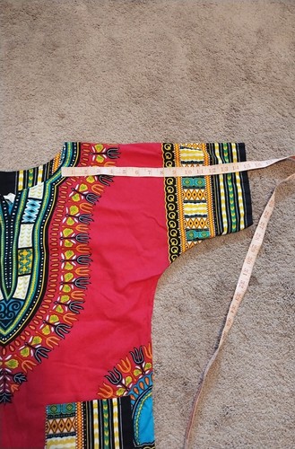 Pink/Multi Colored African Dashiki Tunic One Size 44" Chest 28" Long 100% Cotton - Picture 9 of 9