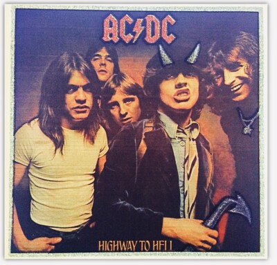 Original Vintage AC/DC Highway To Hell Iron On Transfer Music Glitter Details