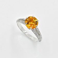 9 MM Round Natural Citrine Gemstone 925 Sterling Silver November Birthstone Ring