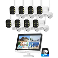 5MP Outdoor Home Security Camera System Wireless 12" Monitor Wifi NVR Recorder