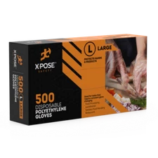 5,000/Case Clear Poly Gloves - Size Large, Non Latex, Non-Sterile, Non Exam