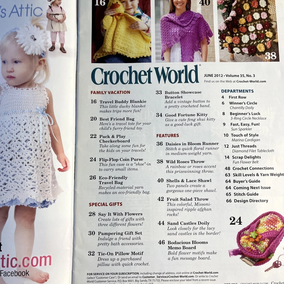 Crochet World Magazine Summer Fun June 2012 Dollies Flowers Gift Stitching - Image 3 of 4