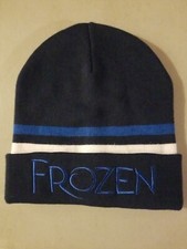 Disney Frozen Blue With White Stripe Frozen Knit Beanie Hat