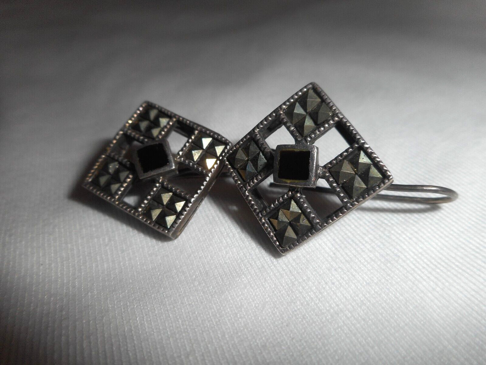 Sterling Silver Geometric Rectangular Hook Earrin… - image 8