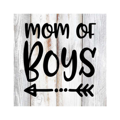 Mom of Boys Rustic Farmhouse Style White Wood Sign Wall Décor B3-12120001073