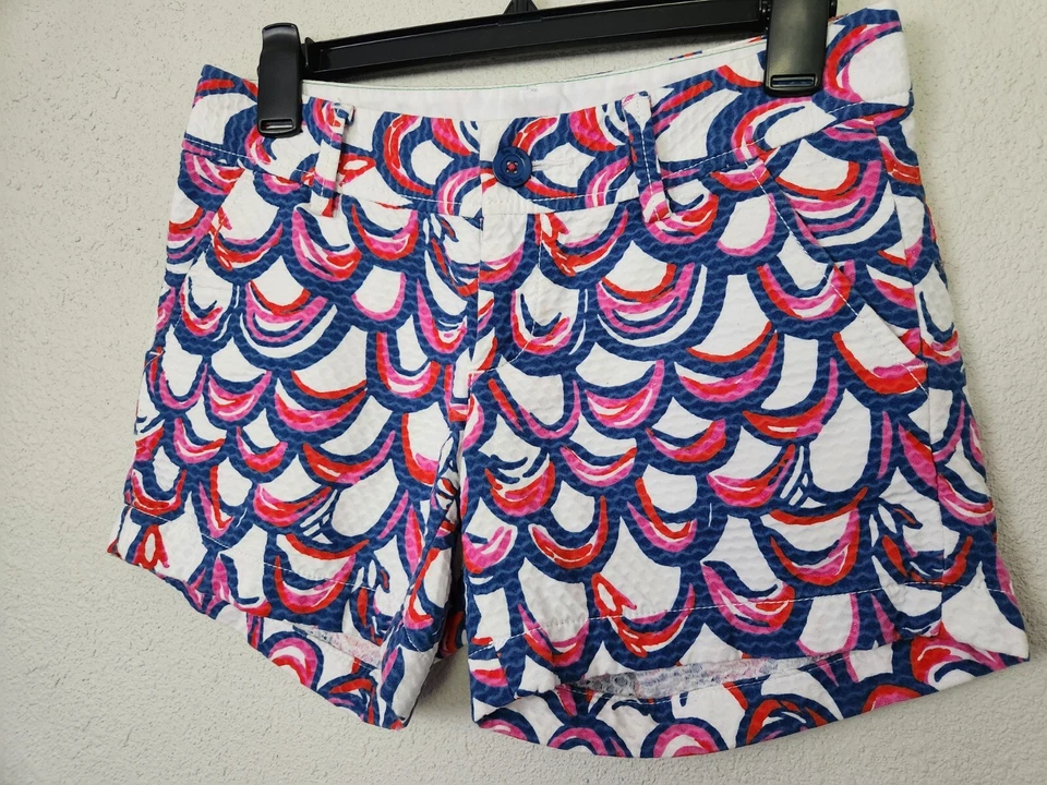 Шорты Lilly Pulitzer Callahan курортные белые жаберные красные сине-розовые текстурированные 00 - Изображение 4 из 4