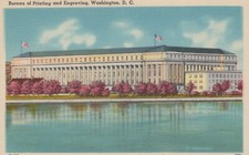 Bureau Of Printing Engraving Washington D.C. Building Vintage Linen Postcard