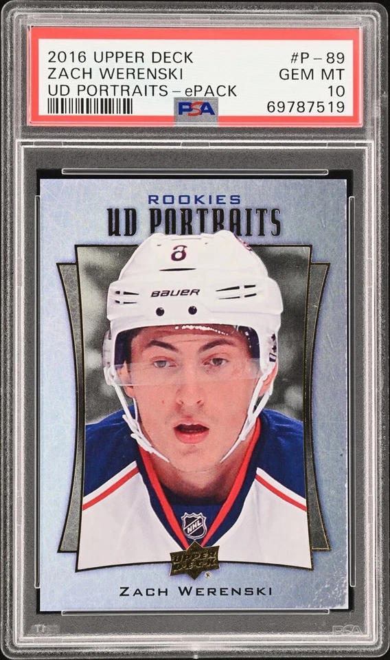 2016 UPPER DECK Zach Werenski PSA 10 RC YOUNG GUNS RAINBOW PORTRAITS ROOKIE Pop1 - Image 2 of 4