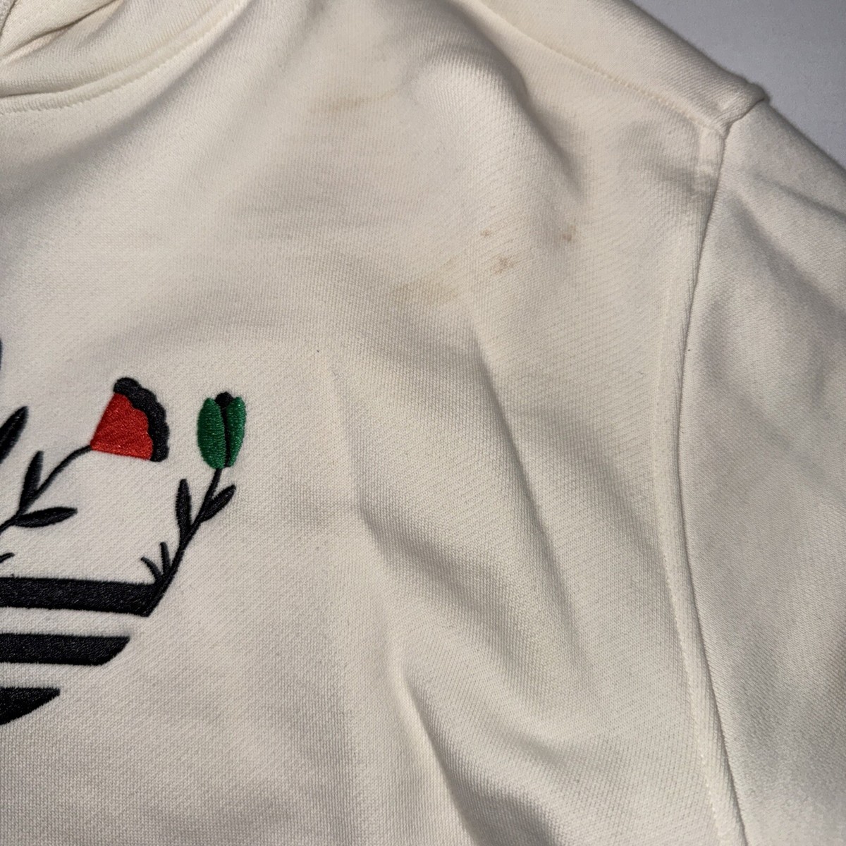 Adidas Original Hoodie Sweatshirt Men's Small S Ivory Trefoil Floral Logo