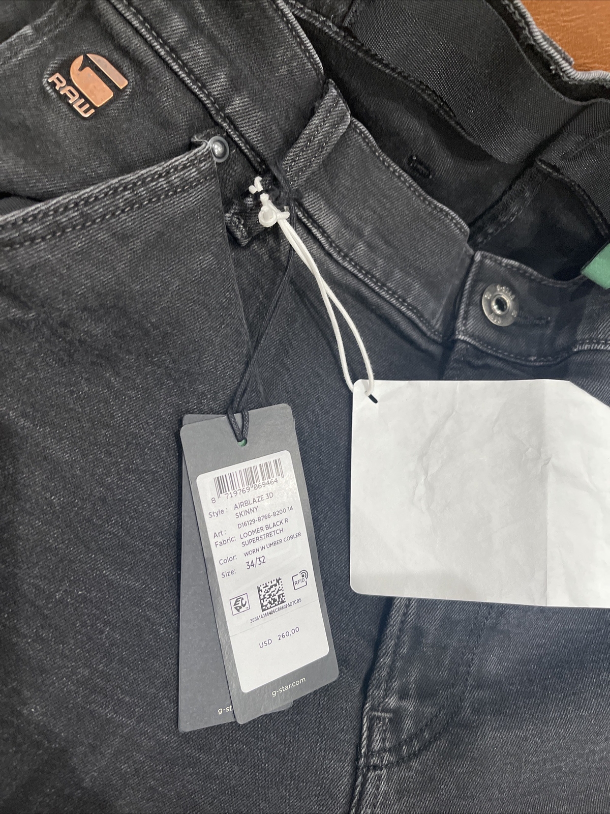 G-STAR RAW Airblaze 3D Skinny Jeans Men's 34X32 Black Mid Rise Thigh Pockets image 6