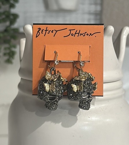 Orecchini farfalla teschio canna di fucile Betsey Johnson - Foto 2 di 3