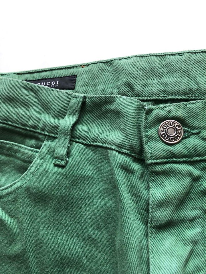 Good Used Gucci Denim Jeans Authentic L Rare Pants 07 Green Used from