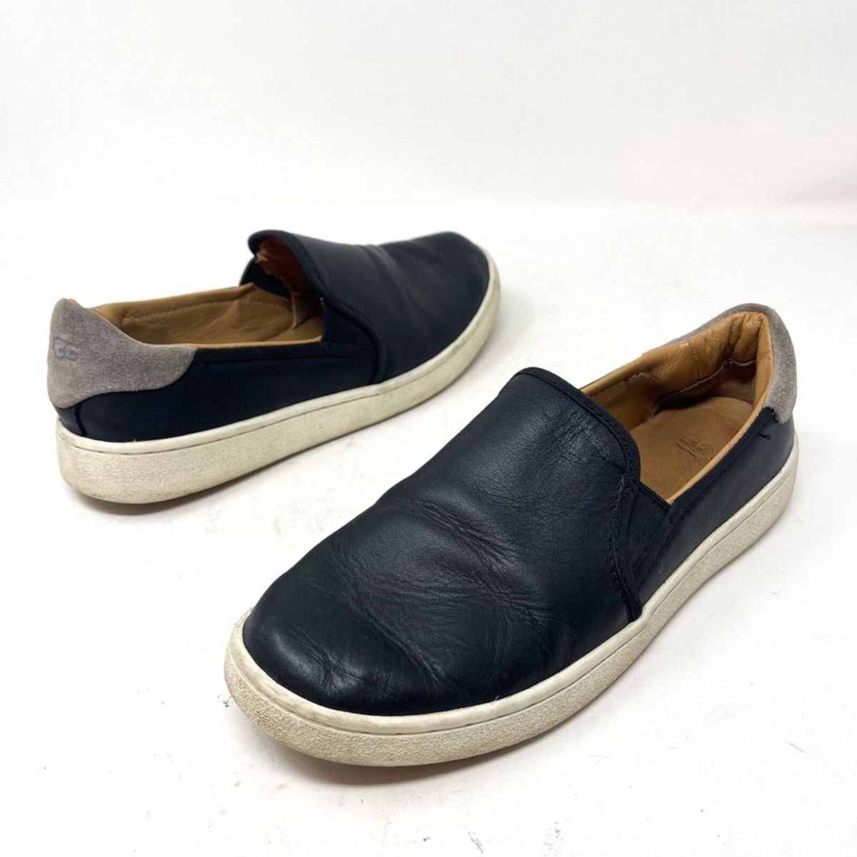 Ugg Cas Slip-On Sneaker Black Genuine Leather Casual Shoe size
