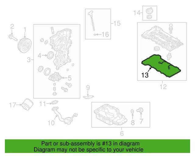 ⭐GENUINE⭐ Valve Cover Gasket for 11-16 Elantra Forte Soul 1.8L 2.0L 22441-2E000 Foto 4 de 4