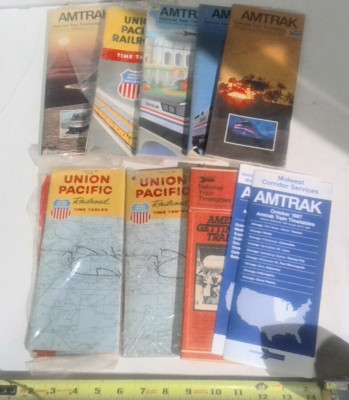 TOLLER FUND Konvolut 10 AMTRAK UNION PACIFIC Eisenbahn Zeittafeln 1954 1967 & mehr