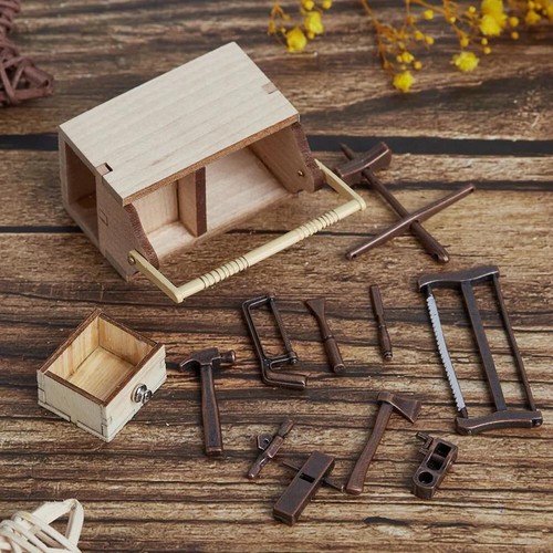 2 Sets 1:12 Miniature Toolbox Repair Tools Kit Dollhouse Accessories Decor Alloy - Imagen 9 de 28