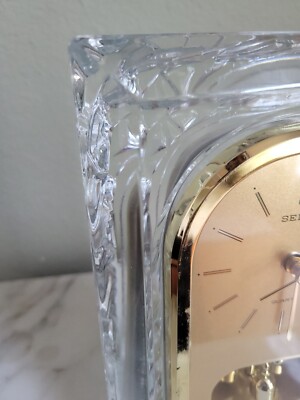 vintage quartz watch 水晶時計 VTG SEIKO CUT GLASS QUARTZ LEAD CRYSTAL DESK CLOCK W