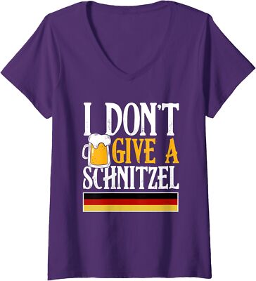 I Don't Give A Schnitzel German Beer Wurst Funny Ladies' V-Neck Tshirt