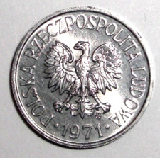 1971 Poland Coin 5 groszy Sprig & Uncrowned White Eagle