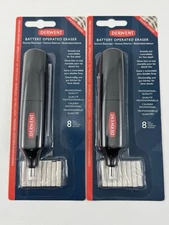 Lot of 2 Derwent Battery Operated Eraser with 8 Replacement Erasers