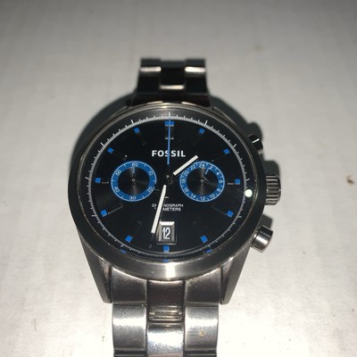 Fossil Men's Black Dial Gunmetal-Tone Stainless Steel Bracelet